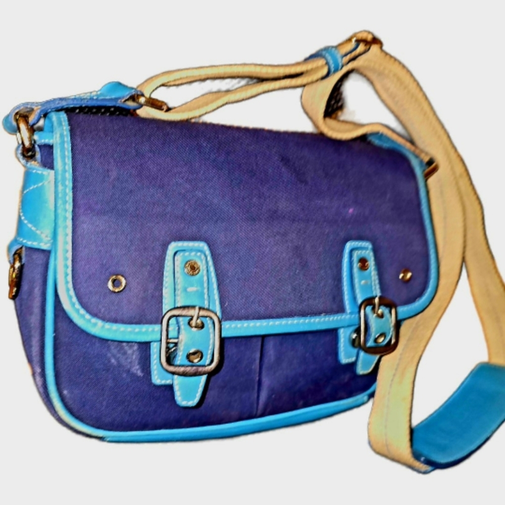 Coach RARE Vintage 6736 Color-Block Canvas Messenger Crossbody Bag